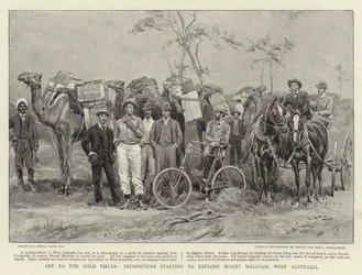 Off to the Gold Fields, prospectors starting to explore Mount Malcolm, West Australia